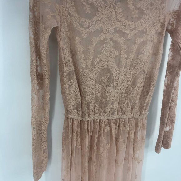Sheer Lace Pink Amy Lynn Dress Overlay Small - Picture 8 of 10